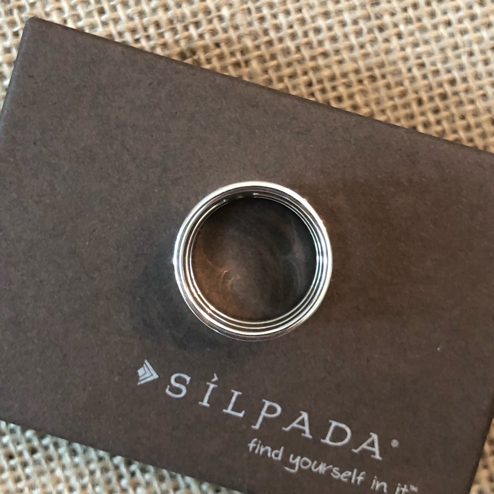 Silpada Triple Bar Band Sterling Wide Ring Sz 7 - Picture 5 of 8